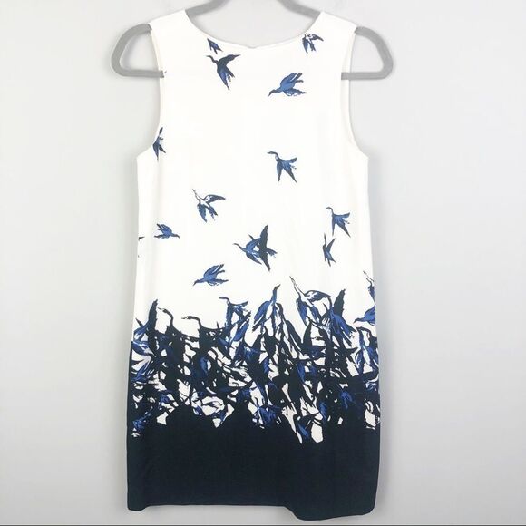 TIBI | Silk Bird Print Sleeveless Shift Dress Sz 0 - Picture 1 of 10